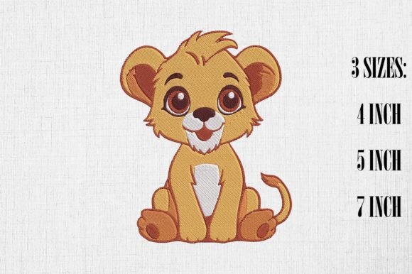 Cute Lion Cub Embroidery Design