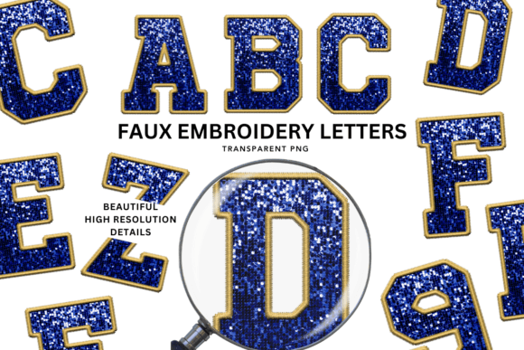 Faux Embroidery Sequin Alphabet