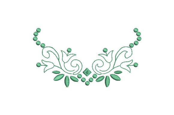 Green Arabesque Flowers Embroidery Design