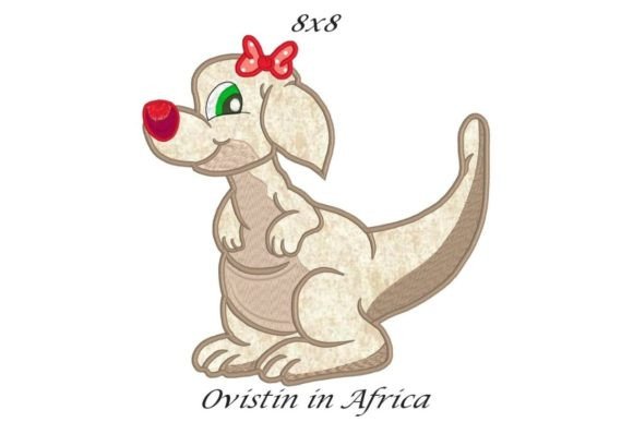 Kangaroo Girl Applique Embroidery