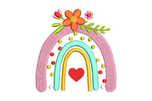 Rainbow Flowers Embroidery Designs