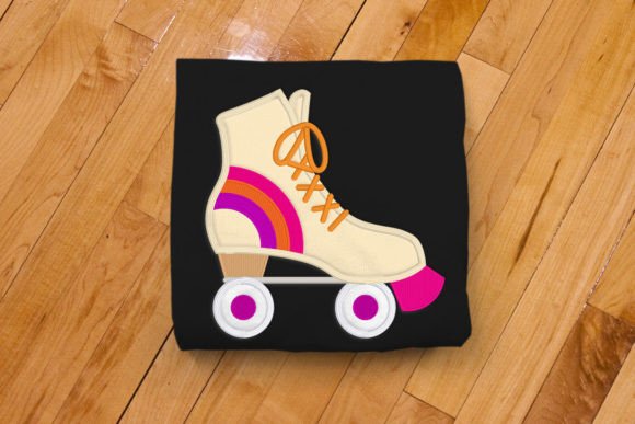 Retro Rollerskate Applique Embroidery