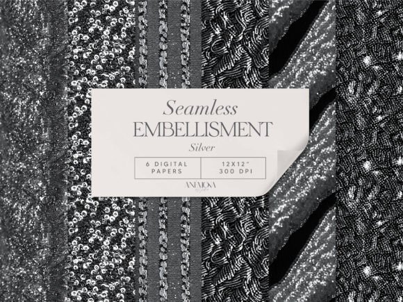 Silver Embroidery Sequin Fabric Paper