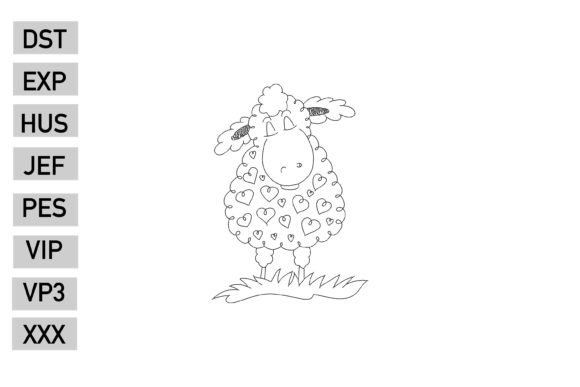 Valentine Sheep Sketch Embroidery Design for Personalized Gifts